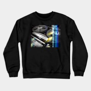 Vintage sound / retro music: Old magnetophone in black and white Crewneck Sweatshirt